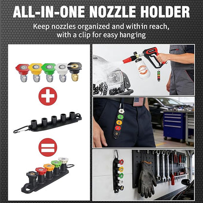 High Pressure Washer Gun, 4000 PSI Max, 5 Nozzles & Anti-Kink Swivel, 1/4” Quick Connect, Compatible with M22-14, Car Wash, Foam Cannon, Power Washer (Not for Garden Hose)