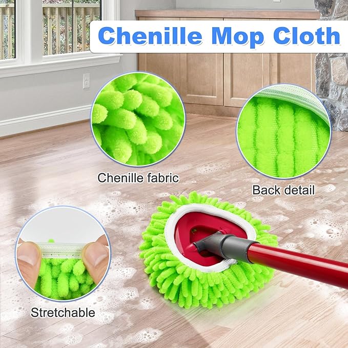 Mop Heads Replacement for Ocedar, Mop Replace Head for Ocedar RinseClean 2 Tank, Microfiber Spin Mop Refills, Include 4 Mop Replacement Head Deep Cleaning Machine Washable with 2 Scrubber Mop Head