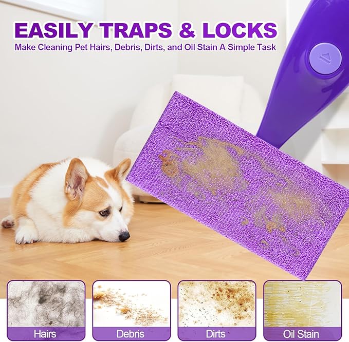 Orighty Microfiber Mop Pads Compatible with Swiffer Wet Jet, Reusable Swiffer Wet Jet Pads Refills, 12 Pack Machine Washable Replacement Pad for Multi Surface Wet & Dry Cleaning