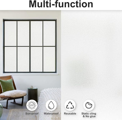 MAGIDEKOR Window Privacy Film with Installation Tools,Frosted Glass Window Film,Heat Blocking Static Clings Reusable Frosting Window Film for Bathroom Home Office,23.6 Inch X 6.5 Feet