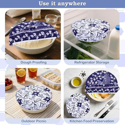 2 Large Reusable Beeswax Bowl Covers for Bread Proofing, 10/12 Inch Elastic Beeswax Wraps Cotton Cloth Sourdough Bowl Covers for Proofing Baskets, Mixer Bowls, Food Storage Containers