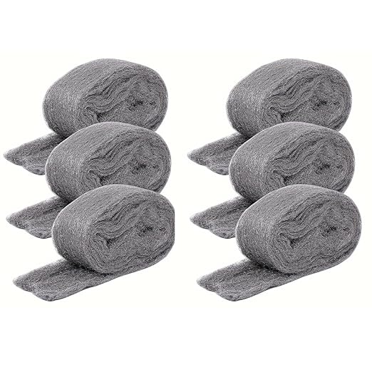 Steel Wool for Mice Control, 6 Pack Steel Wool Cloth Rodent Barrier, 78FT Total Fine Steel Wools 0000, Easy Cut & Shape Crack Filler for Mice & Rodent Blocking