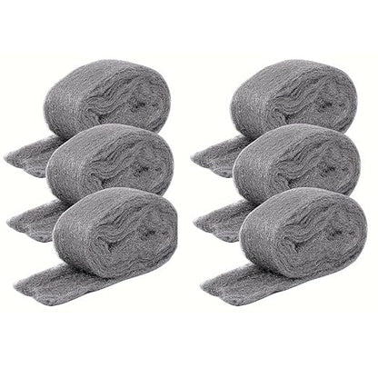 Steel Wool for Mice Control, 6 Pack Steel Wool Cloth Rodent Barrier, 78FT Total Fine Steel Wools 0000, Easy Cut & Shape Crack Filler for Mice & Rodent Blocking