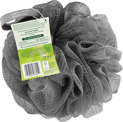 EcoTools Charcoal EcoPouf, Loofah Sponge for Bath & Shower, Infused Pouf, Recycled Netting, Exfoliation Removes Dead Skin, Eco-Friendly Bath Accessory, Cruelty-Free, Color May Vary, 1 Count (60g)