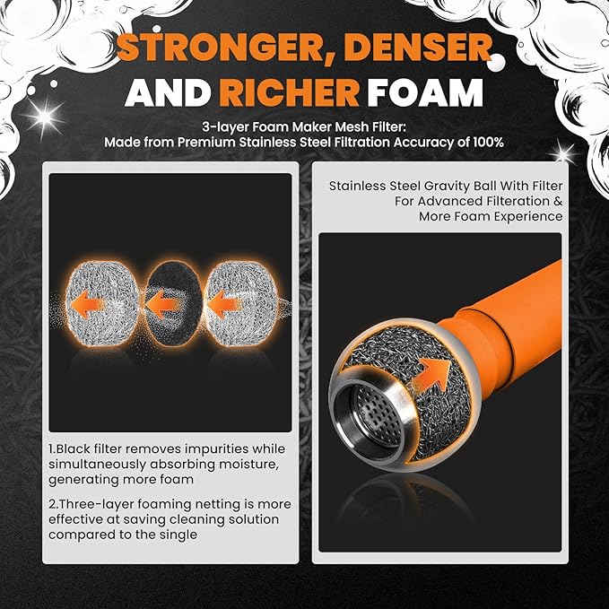 maXpeedingrods Foam Cannon for Pressure Washer, Wide Mouth Quick Release Car Wash Foam Gun with Adjustable Soap Cannon, Thick Snow Foam, 1/4'' Quick Connector, with 2 Orifice Nozzle (Transparent)