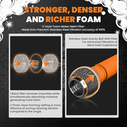 maXpeedingrods Foam Cannon for Pressure Washer, Wide Mouth Quick Release Car Wash Foam Gun with Adjustable Soap Cannon, Thick Snow Foam, 1/4'' Quick Connector, with 2 Orifice Nozzle (Transparent)