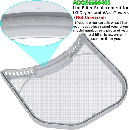 ADQ56656403 Lint Filter Replacement for LG Dryers and WashTowers, Rim without Felt Seal, Ultra Durable Lint Screen Trap with Dryer Vent Lint Brush