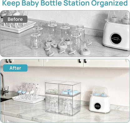 Vtopmart 4 Pack Baby Bottle Organizer Set, Stackable Storage Drawers Ideal for Kichen Countertop, Vanity, Bathroom, Cabinet, Pantry Organization