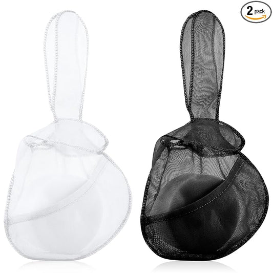 Nuanchu 2 Pcs Shampoo Bar Holder Bag Soap Saver Bag Beauty Shampoo Conditioner Bar Pouch Rabbit Shape Travel Soap Holder Loofah Bubble Foam Net Savers(Black, White,L)
