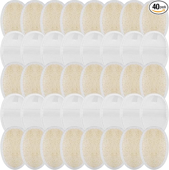 40 Pcs Natural Loofah Sponge Pads Exfoliating Body Scrubber Sponge for Men and Women, Bath Shower and Spa