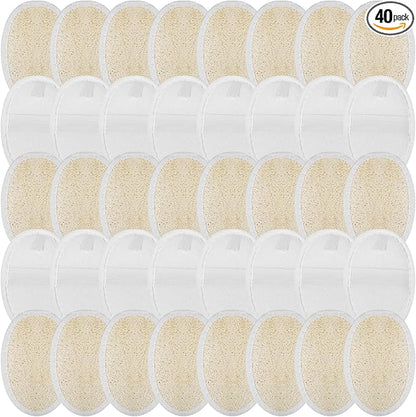 40 Pcs Natural Loofah Sponge Pads Exfoliating Body Scrubber Sponge for Men and Women, Bath Shower and Spa