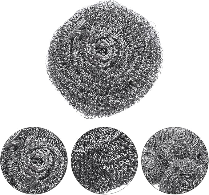 ARTIBETTER 6pcs Kitchen Pot and Pan Metal Scrubbers Set, Stainless Steel Wire Cleaning Balls for Heavy-Duty Dish and Pot Washing, Sturdy Kitchen Scouring Pads for Stubborn Grease Removal