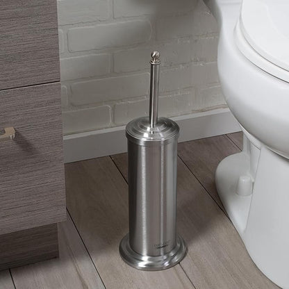 Bath Bliss Bathroom Accessories 3 Piece Trash Can, Plunger & Toilet Brush Combo Bath Set, Stainless Steel Silver (AZ-120001-SS)