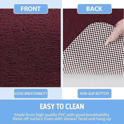 Hargiis Non-Slip Bathtub Mat, Anti Slip Shower Mat, Fast Drying Bathtub Mats, Foot Scrubber Mat, Anti Slip Mat for Tub, Floor, Bathroom, Kitchen, Home, Hotel (Wine Red 24"×16")
