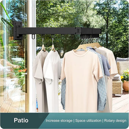LIENAHU Clothes Drying Rack,Laundry Drying Rack,Clothes Rack Wall Mount,Wall Mounted Clothes Hanger Rack,Laundry Rack Folding,Retractable Clothing Rack,Collapsible Clothes Hanging Rack(Loop,Black)