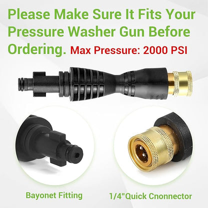FIXFANS Pressure Washer Gun Adapter with 1/4” Quick Connector, 6 Inch Power Washer Wand Replacement Kit 5 Spray Nozzles and 1 Tips Holder- Compatible with Some Ryobi, Portland, Husky Pressure Washers