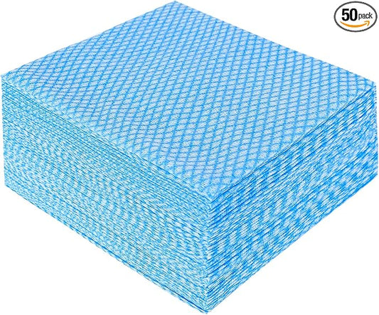JEBBLAS Disposable Cleaning Towels and Dish Cloths, Reusable Towels,Handy Cleaning Wipes, 50 Count/Pack,Blue
