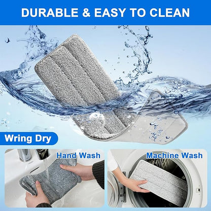 JOYMOOP Mop Replaceet Pads, Reusable Microfiber Mop Pads for 13-inch Flat Mop and Mop Bucket Set, Pack of 2 Refills - Grey and Stripe