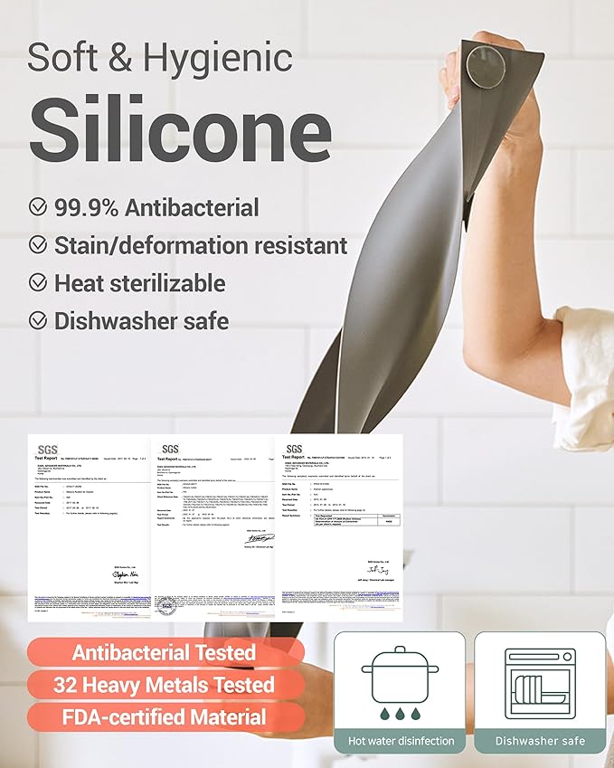 DEARCUS Kitchen Sink Splash Guard 23 Inch - Soft Silicone Water Shield Keeps Clothes & Countertops Dry, Strong Suction Non-Slip, No More Wet Sleeves or Sore Arms - Dishwasher Safe (Deep Gray)