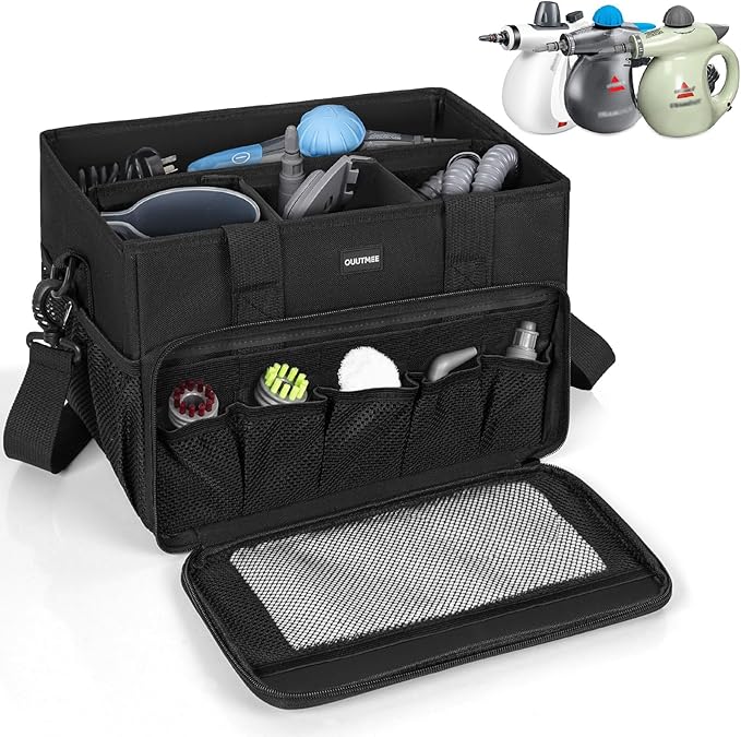 Carry Bag Compatible with Bissell SteamShot Hard Surface Steam Cleaner 39N7V/39N7A, Adjustable Compartments Steam Cleaner Storage Bag Fits for Phueut Pressurized Handheld Steam Cleaner