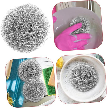 PRETYZOOM Stainless Steel Kitchen Cleaning Balls Dish Washing Tool for Effortless Pot Pan and Dish Cleaning Non Scratch Scourers for Practical Kitchen Use