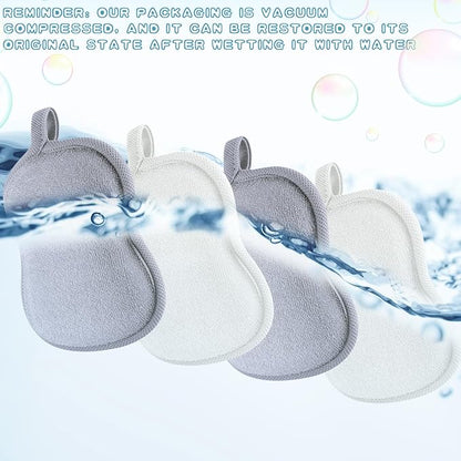 Tatuo 4 Pieces Baby Bath Sponge Cotton Baby Sponge Toddler Soft and Absorbent Loofah for Kids Babies Men Women(Grey,White)