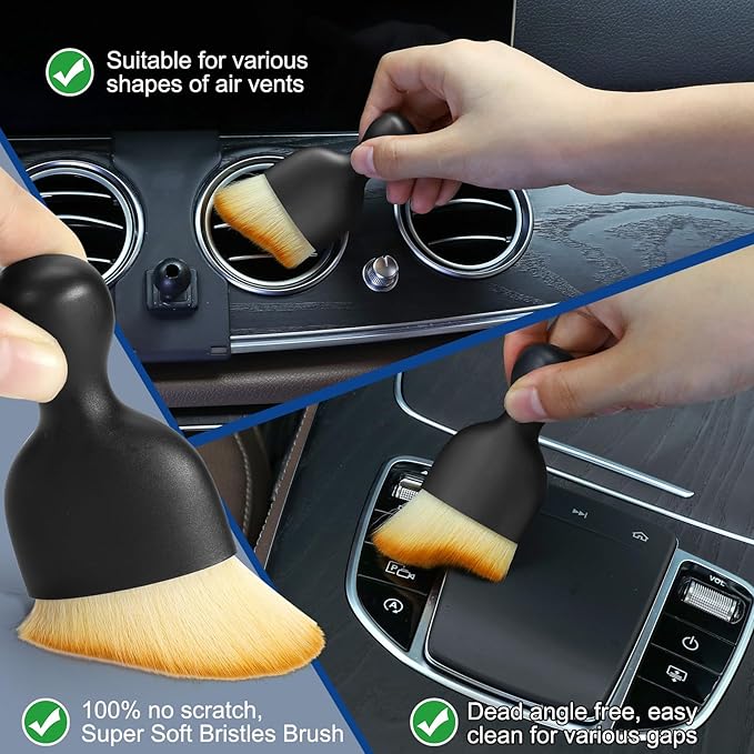 Fitosy Car Interior Duster Detail Brushes, Soft Bristles Brush Car Accessories for Cleaning Dashboard Air Vent Crevice, Detailing Dusting Tool Kit for Auto Truck SUV RV