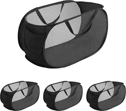 4 Pcs pop up laundry hamper Sturdy Large Capacity collapsible laundry basket,Laundry Room,Toy storage,Versatile Use-Home,Camping,Dorm,Hotel,Travel(Black) ﻿