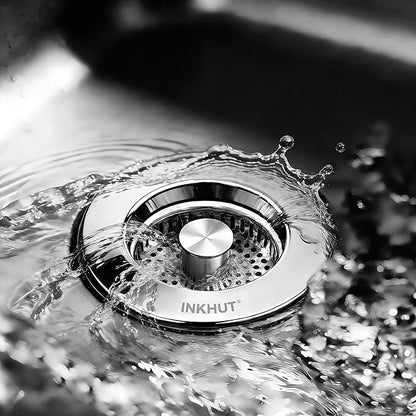 Upgraded 3 in 1 Kitchen Sink Drain Strainer - Stainless Steel Sink Stopper, Anti-Clogging Sink Food Catcher Basket, Fast Drainage Odor Filter Sink Plug for US Standard 3 1/2 inch Drain (Silver-1Pack)