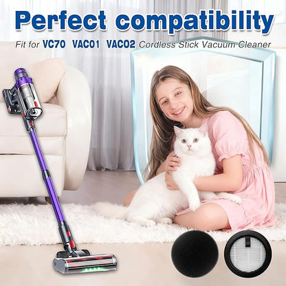 Vacuum Cleaner Filter Replacement (4-Pack) - Compatible with SMOTURE VAC01/VAC02/VC70 & ozeeco EC01 Cordless Vacuum Cleaners, Washable and Reusable