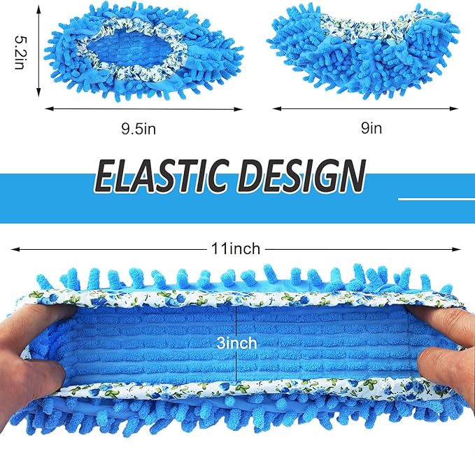 4 Pcs (2 Pairs) Shoes Cover Dust Duster, Microfiber Dust Mops, Multi Function Reusable Mop Slippers, Multi Purpose Floor Cleaning Shoes for Bathroom, Office, Kitchen, House Polishing Cleaning
