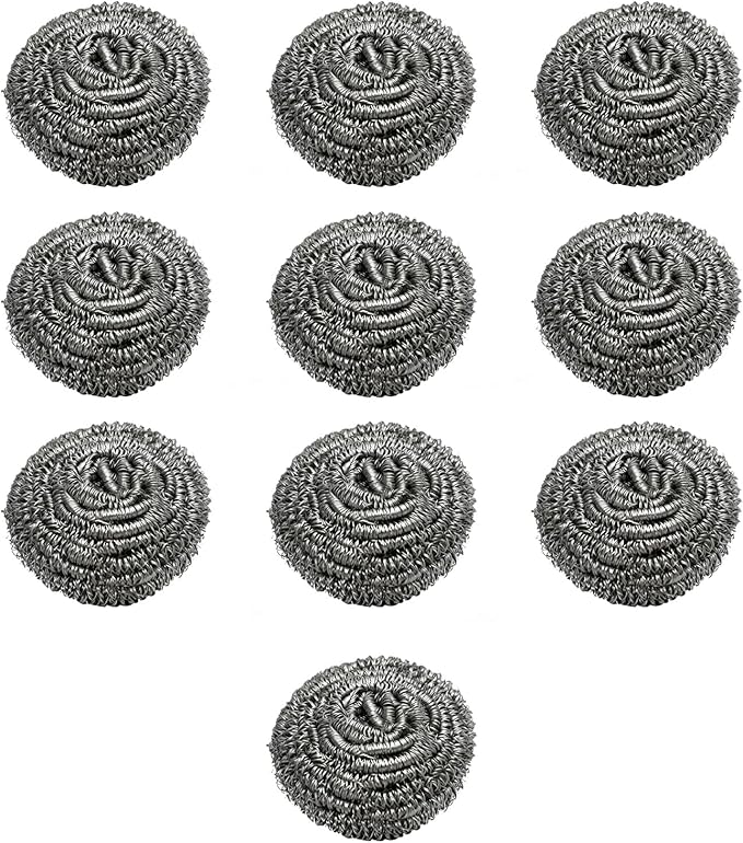 10 Packs Stainless Steel Sponge Scrubber Set, Metal Scouring Pad Stainless Steel Wire Washing Balls for Cookware Cleaning