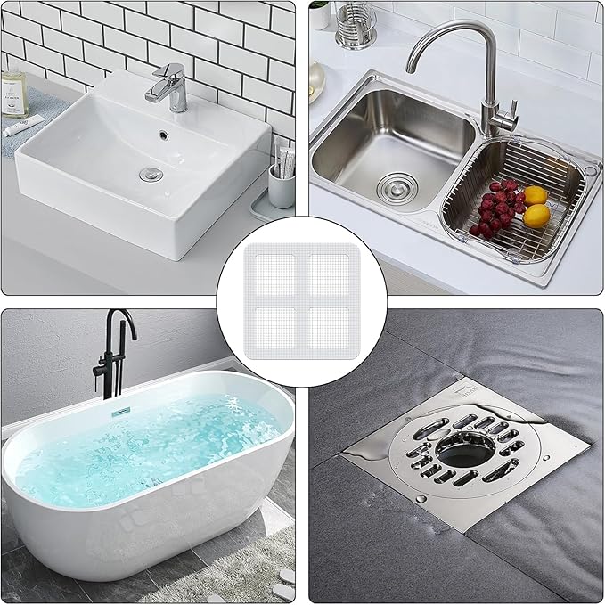 20 PCS Disposable Shower Drain Hair Catcher Mesh Stickers, Disposable Floor Drain Sticker, Bathroom Drain Trap Fine Mesh Kitchen Drain Strainer, Laundry, Bathtub, Kitchen.