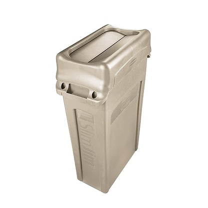 Rubbermaid Commercial Products SLIM JIM Swing Lid for Use with 16/23 Gallon Vented Slim Jim Containers Beige for Kitchens/Classrooms/Offices/Back of House