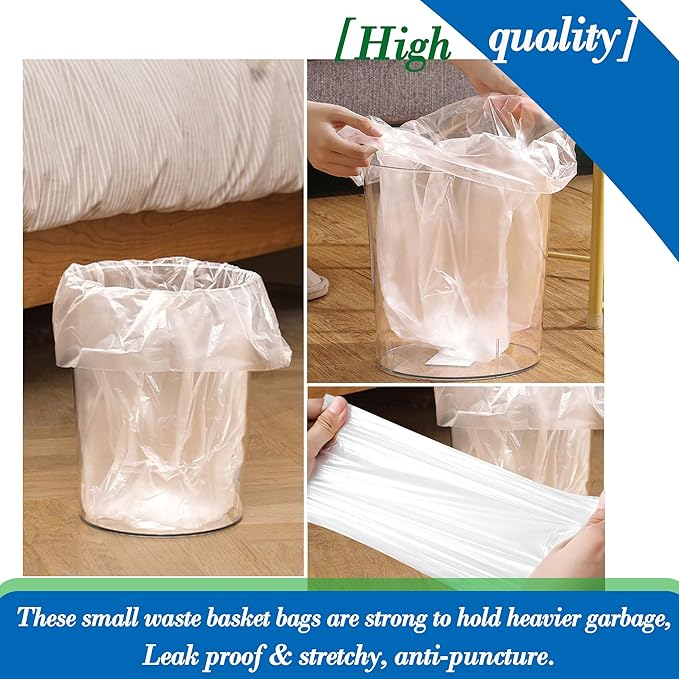 1.3 Gallon 120 pcs (1.2-1.3 Gal) Small Clear Trash Bags, Strong 1.2 Gallon 1.3 Gallon Garbage Bags, Bathroom Trash Can Bin Liners,Mini Bags Waste Basket Liner,Fit 5-6 Liter, 1-1.3 Gal (1.3C120)