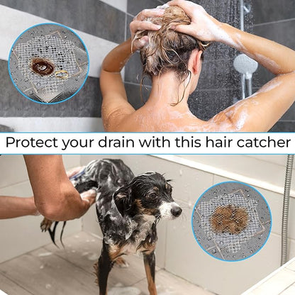 50 PCS Disposable Shower Drain Hair Catcher 3.54 Inches Round Drain Hair Catcher Stickers for Bath & Kitchen - Hair Catcher Shower Drain Cover for Human & Pet Hair - Mesh for Bathtub & Laundry