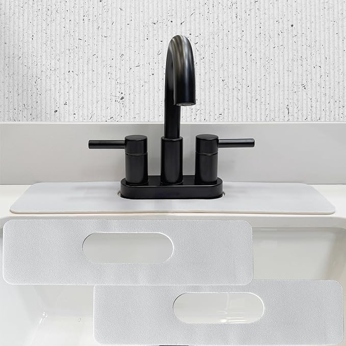 Faucet Mat Bathroom Sink Oval-Hole : AHA HOMEWARE Diatomite Rubber Bathroom Sink Splash Guard Oval Hole 2 Packs (Light Gray)
