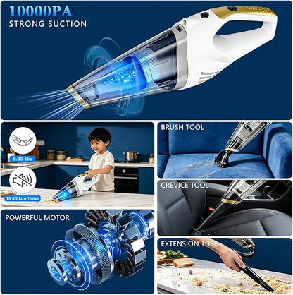 Handheld Vacuum Cordless, Dust Busters Cordless Rechargeable Car Vacuum with LED Light, Strong Suction with Filters, Vacuum Cleaner for Car, Handheld Vacuum for pet hair /Home/Office, Quick Clean