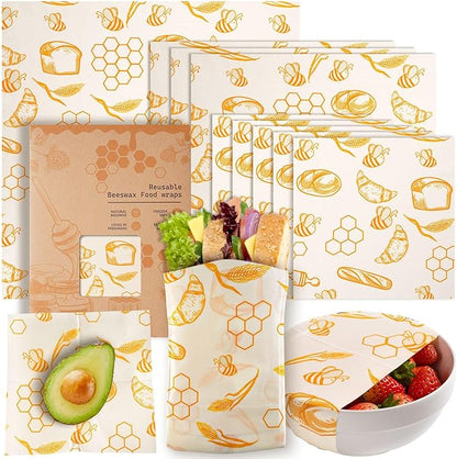 Beeswax Wraps for Food – 9 Pack Reusable Beeswax Bread Bag & Sandwich Wrap, Organic & Eco-Friendly & Sustainable Bees Paper, Perfect Alternative to Aluminum Foil Sourdough Storage & Plastic Wrap