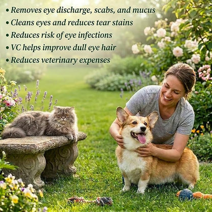 Dog Eye Wipes for Tear Stain Removal, Vet-Recommended Dog Eye Infection Treatment, Natural Dog Wipes for Discharge, Pet Eye Cleaner for Dogs&Cats, Gentle & Safe Pet Wipes for Sensitive Skin, 130 Count