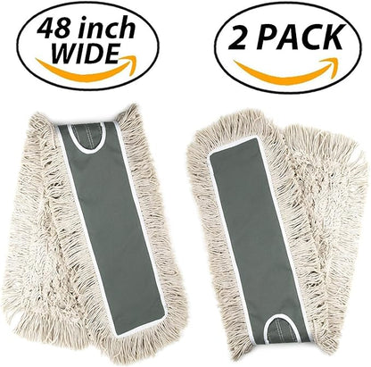 2 Pack of 48" Cotton Refills for Industrial Class Floor Dust mop Series Can be fit with Others (2 Pack of 48" Cotton Refill)