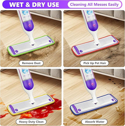 6 Pack Reusable Mop Pads Compatible with Swiffer PowerMop, Wood Floor Pads Microfiber Mop Replacement Refills Machine Washable for All Floor Surfaces