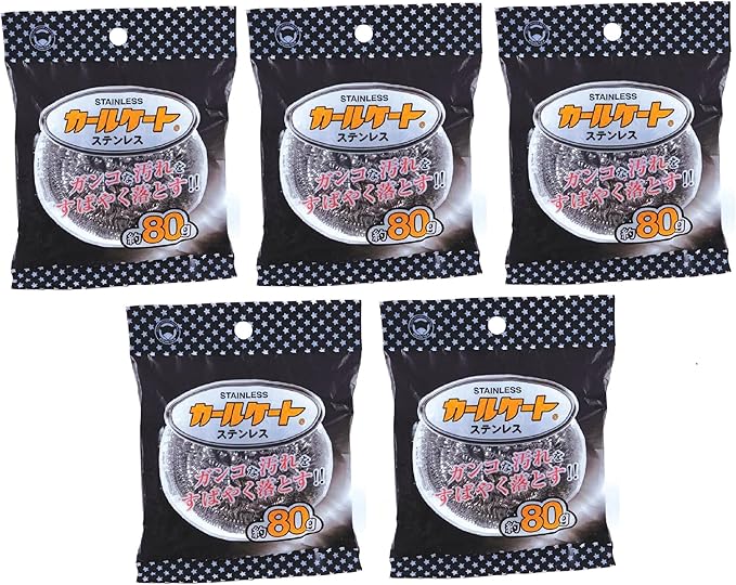 Bonster Carl Skate Stainless Steel Scourer 2.8 oz (80 g), Set of 5, Ganko Dirt, Spice Remover