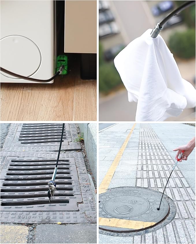 32 Inch Drain Snake Hair Remover Tool, Flexible 4-Claw Grabber for Sink, Tub & Shower Clogs