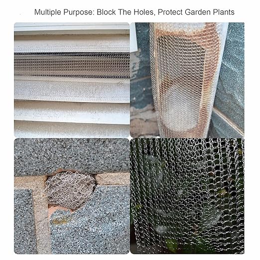 Wire Mesh 5" x 50FT, 304 Stainless Steel Mesh, Hole Fill Fabric Gap Blocker, Double Layer Metal Mesh Roll, Flexible & Stretchy for Garden House and DIY