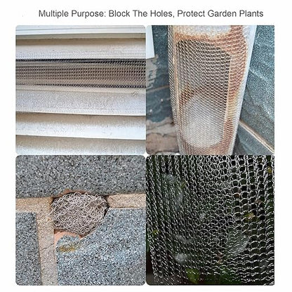 Wire Mesh 5" x 50FT, 304 Stainless Steel Mesh, Hole Fill Fabric Gap Blocker, Double Layer Metal Mesh Roll, Flexible & Stretchy for Garden House and DIY