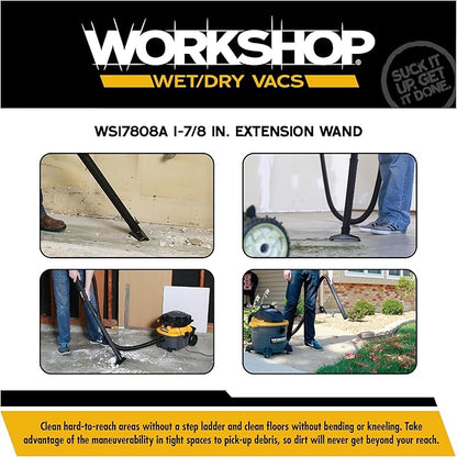 WORKSHOP Wet/Dry Vacs Shop Vacuum Accessories WS17808A Extension Wand Attachment for Wet Dry Vacuum Cleaners, Fits 1-7/8-inch Extension Wands and Hoses