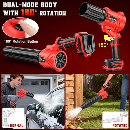 Cordless Leaf Blower for Milwaukee 18V Batteries(No Battery), Handheld Mini Turbo Blowers with 180°Rotatable Head, 6-Speed, Power Display, Battery Powered Blower for Leaves/Dust/Garage/Lawn
