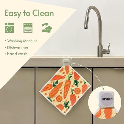 Eulnars Reusable Paper Towels, Swedish Dishcloths for Kitchen 8-Pack, Non-Scratch Swedish Dish Towels, Super Absorbent Cellulose Dish Cloths, No Odor Dish Rags