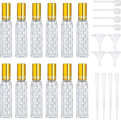 YU FENG 12pcs Glass Perfumes Bottle Empty Atomizer Refillable Spray Perfume Bottles Fine Mist Atomizer Cosmetic Container for Travel,10ml